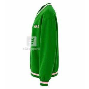 Custom Alpha Kapa Alpha Sorority Breathable Varsity <b>Sweatshirt</b> with Embroidered Logo on Front green <b>pink</b> full Sleeve for Female - Product Image 4