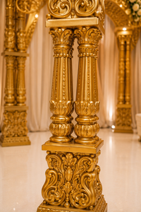 Mandap de mariage traditionnel à double poteau avec statues d'éléphants, style Grand Maharaja, Mandapam en fibre Trivani avec Ganesha, Australie - Product Image 2