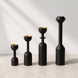 Juego de cuatro portavelas decorativos negros para centro de mesa y decoración de baño estilo spa para un ambiente relajante - Product Image 6