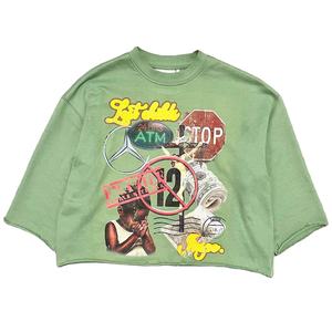 T-shirt court à épaules tombantes coupe ample, sérigraphié, côtelé, épais, délavé, vintage, avec motif graphique, effet délavé à l'acide pour homme - Product Image 6