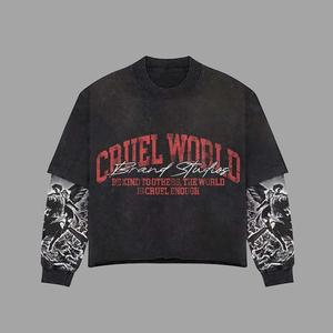 Men's Long Sleeve Thermal Waffle Knit T-<b>Shirt</b> <b>Gothic</b> Print Jersey O-Neck Black Streetwear Regular Fit - Product Image 2