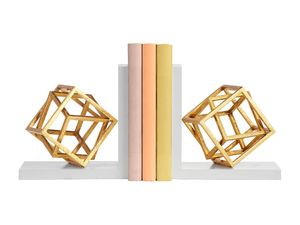 New Arrival Abstract Aluminum Bookends With Artistic Geometric Design For Modern <b>Bookshelf</b> Office Desk And Library Decoration - Product Image 3