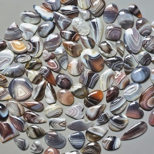 Lot de cabochons en agate naturelle du Botswana, formes variées, taille libre, vente en gros de pierres précieuses pour la fabrication de bijoux - Product Image 2