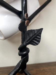Luxury Mug Tree Metal Iron Wood Coffee Cup Holder <b>Rack</b> Stand <b>Kitchen</b> Countertop Storage Organizer Black Leaf Hanging storage Use - Product Image 2