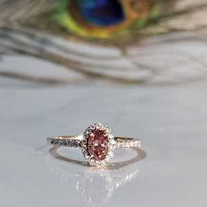 Vivid Pink Moissanite Classic Halo <b>Ring</b> 6x8MM Oval Cut original 925 Silver for Women's Anniversary Gift For Partners - Product Image 5