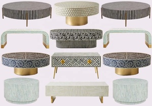 Mesa de centro con incrustaciones de hueso hecha a mano, muebles con incrustaciones de hueso para sala de estar a precio mayorista - Product Image 6