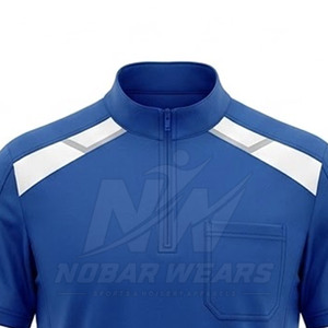 Comfortable Half Zip <b>Scrub</b> <b>Top</b> With Modern Medical Style Stand Collar Short Sleeves And Functional Front Closure - Product Image 6