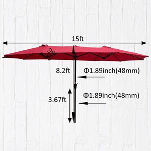 Extra Large 15Ftx9Ft ombrellone doppio lato impermeabile doppio ombrelli a manovella bocchette di vento per il mercato all'aperto tavolo da giardino - Product Image 2