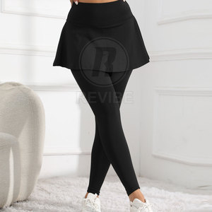 Leggings de yoga 2-en-1 en polyester et coton tricoté respirant, taille mi-haute, décontractés, design personnalisé, dernière collection, vente en gros - Product Image 2
