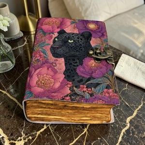 Herb Heritage Personalized Black Panther <b>Floral</b> Leather Journal Lock 200 Sheets Sewing Bound Botanical Diary Nature Lover Gift - Product Image 3