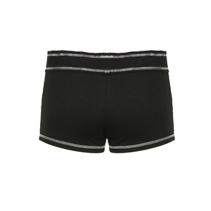 <b>Women's</b> Sporty <b>Black</b> Knitted 100% Cotton Color Blocked Mid Waist Drawstring Pockets Breathable Regular Fit <b>Shorts</b> - Product Image 4