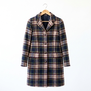 Manteau en laine à carreaux pour femmes, hiver |   Manteau long classique à carreaux, style smart casual |   Usine de fabrication en gros OEM ODM |   Marque privée |   Quantité minimale de commande faible - Product Image 4