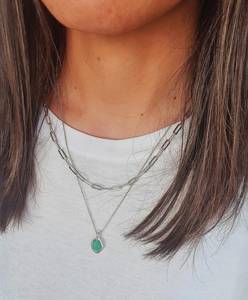 Collier en argent sterling 925 plaqué rhodium avec pierre précieuse Taureau, émeraude naturelle, 20 pouces de long, pendentif religieux de style hindou, breloque fine - Product Image 3