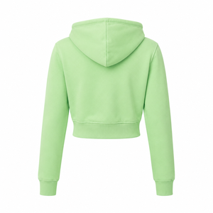 Custom Logo Women's Full Zip Up <b>Cropped</b> Hoodie Fleece Slim Fit Long Sleeve Sweatshirt Gym Workout Streetwear Crop <b>Top</b> Hoodie - Product Image 3