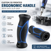 Poignée ergonomique en plastique imprimée en 3D sur mesure avec grip antidérapant, prototype rapide pour l'assemblage d'outils