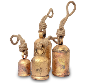 Juego de 4 Campanas de Metal Vintage, Campanas Rústicas de Latón Hechas a Mano con Cuerda, Campanas Navideñas para Decoración del Hogar - Product Image 6