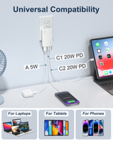 Nouvelle Arrivée 2025 – Chargeur Portable Pliable Écologique PD 65W GaN avec 2 Ports Type-C et 1 Port USB