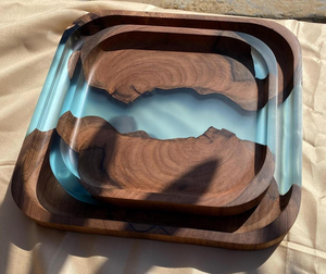 Custom Made High Quality Wood And Resin Tray Wooden <b>Epoxy</b> Tea <b>Coffee</b> Serving Tray - Product Image 3