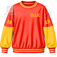 Sweat-shirt de sororité NSPDK avec col rond et logo brodé, manches longues, rouge et or, sweat-shirt tendance pour femme