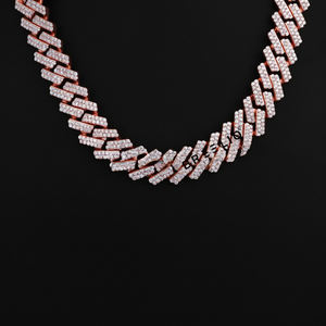 Wholesale 14KT Rose Gold Iced Out Cuban Chain for Men High Quality Hip Hop Style Lab Grown Diamond Fashion Jewelry - Product Image 2