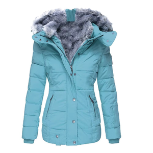 Mantic Enterprises Women's Quilted Parka <b>Jacket</b> Breathable Genuine <b>Leather</b> Shell Animal Print Fur Trim Zipper Closure Winter - Product Image 6