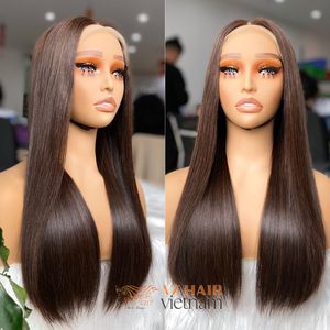 Silky Straight Natural <b>Brown</b> Bone Straight Remy <b>Wig</b> Vietnamese 100% Human Hair - Product Image 2
