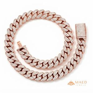 Rose Gold Plated Moissanite <b>Necklace</b> Fashion Jewelry Cuban Link <b>Chain</b> for Women Men Elegant Gifts New York City Fine Jewelry NYC - Product Image 1