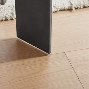 Table basse ronde en bois de chêne noir avec pieds en métal noir - Product Image 6