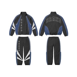 Ensemble de survêtement de marque à manches longues, col montant, respirant, en polyester, style sportif, pour l'automne, unisexe, adulte, coupe classique, style USA - Product Image 1