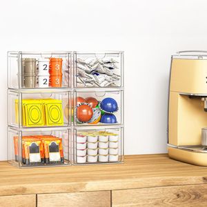 6 Pack Acrylic Storage Bins Small <b>Stackable</b> <b>Drawers</b> for Bathroom Makeup or Kitchen Vanity <b>Plastic</b> Desktop & <b>Drawer</b> Organizer - Product Image 4