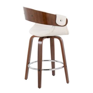 Set di 2 Sgabelli da Bancone Elisa, Design Moderno Mid-Century in Noce e Tessuto Crema per Uso Bar - Product Image 4