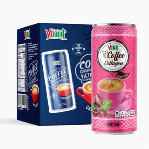 เครื่องดื่มกาแฟคอลลาเจน 320 มล. ปราศจาก GMO ปราศจากนม ปราศจากกลูเตน ผลิตจากเมล็ดกาแฟอาราบิก้าและโรบัสต้า รับผลิตแบบ OEM ODM แบรนด์ส่วนตัว - Product Image 1