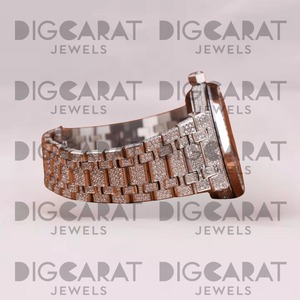 Reloj de Cuarzo de Lujo con Incrustaciones de Moissanita, Correa de Acero Inoxidable y Caucho, Resistente al Agua 3BAR, Unisex para Uso Diario - Product Image 2
