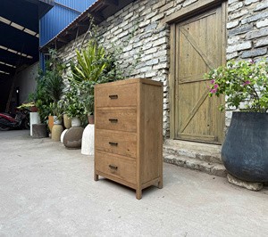 Solid Wood 5 Drawer Dresser <b>Rustic</b> Storage <b>Cabinet</b> Brown Wooden Chest for Bedroom Living Room - Product Image 5