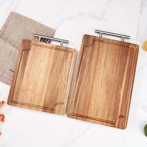 Juego de tablas de cortar de alta resistencia con mango de acero, ranura profunda para jugos, superficie apta para cuchillos, ideal para cortar y servir a diario - Product Image 1