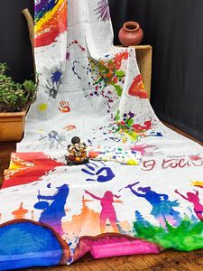 Colección especial de Holi de sarees de lino de algodón suave con estampado digital Rang Barse - Product Image 5