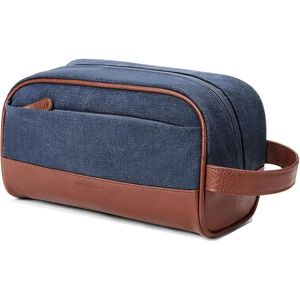 Borsa da Toilette in Tela Blu Navy Vorspack, Borsa da Viaggio Impermeabile con Accessori per Articoli da Toeletta, Regalo per Uomini - Product Image 1