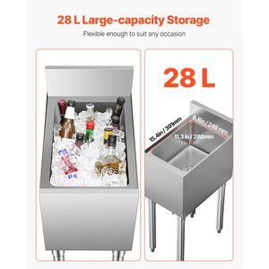 Contenitore per Ghiaccio in Acciaio Inox da 28 L per Cucine Commerciali, con Coperchio Scorrevole 12 X 19 X 37 e Portabottiglie Regolabili - Product Image 2