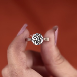 Bague de fiançailles solitaire en diamant de laboratoire rond certifié IGI 3 carats en or blanc 14K, bague de mariage classique à six griffes, vente en gros - Product Image 6