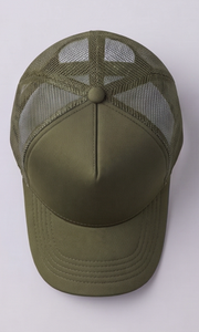 Olive <b>Green</b> Trucker <b>Hat</b> Unisex Adjustable Breathable Cotton Mesh Back Casual Cap Spring Summer Adult Style - Product Image 3