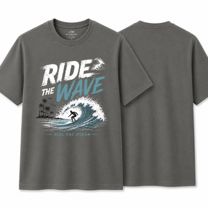 Camiseta de Manga Corta para Hombre, Color Verde Oliva, Cuello Redondo, Corte Regular, Diseño Estampado de Surf, Ropa Casual, 100% Algodón - Product Image 1