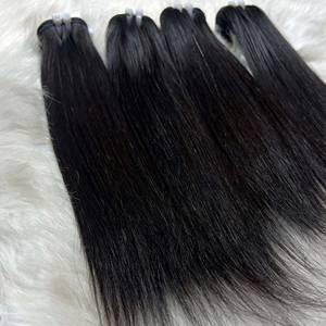 ผมดิบแบบตรงสองชั้น100% เส้นผมมนุษย์แบบไม่หลุดจากขนแกะสีดำ - Product Image 1