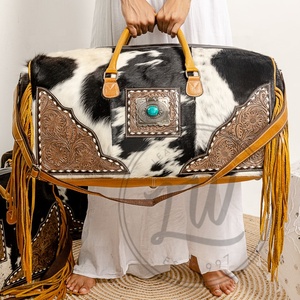 LW Real Handmade Vintage Fashion Genuine Leather <b>Duffel</b> <b>Bags</b> Western Unisex Fringe Large Travel <b>Bags</b> Waterproof Multi-Purpose - Product Image 2