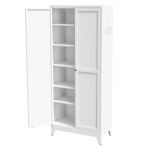 Modern White Metal Kitchen Pantry Cabinet 75" Freestanding Storage with 5 <b>Adjustable</b> <b>Shelves</b> 110lb Capacity - Product Image 6