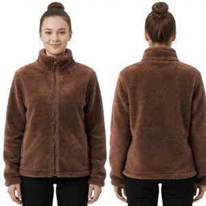 Veste en polaire sherpa vert émeraude de qualité supérieure pour femmes B.B INDUSTRY, fermeture éclair intégrale, col montant, manteau en teddy doux, hiver - Product Image 4