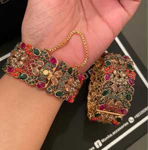 Custom Design Fashion Jewelry <b>Sets</b> Women's Artificial <b>Bangles</b> Gold Plated Party Wear Bracelet Collection Wholesale - Product Image 2