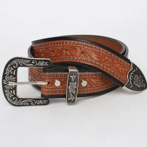 Ceinture en cuir occidentale élégante à motif floral en relief, sculptée à la main, avec boucle de cowboy gravée, vente chaude - Product Image 1