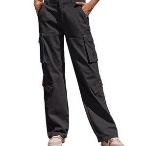 กางเกงคาร์โก้เอวสูงสำหรับผู้หญิง หลายกระเป๋า น้ำหนักเบา ทรงขากว้าง สวมใส่สบาย เหมาะสำหรับทำงาน ผ้าฝ้าย 100% แห้งเร็ว - Product Image 4