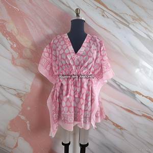 Robe de soirée africaine pour femmes, robes ethniques, robes courtes kaftan pour femmes KFCS177, meilleure fabrication de robes pour femmes avec impression à la main - Product Image 4