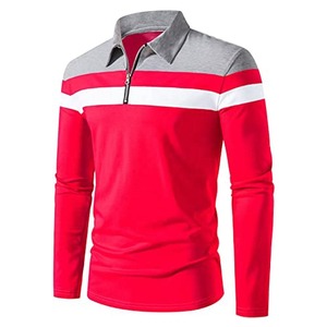 Camiseta Polo de Manga Larga con Cierre y Rayas, Fabricada en Fábrica, con Tela Personalizada, para Hombre - Product Image 5